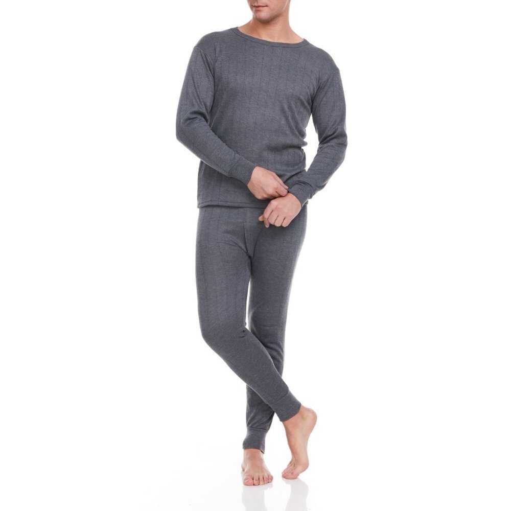 Men Thermal 100% Cotton Fleece Long Johns Warm Winter Baselayer Set 2-PAIRS NEW - Picture 3 of 9